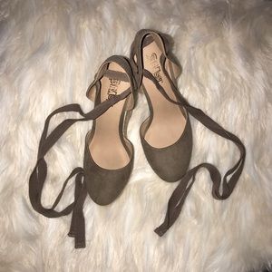 Suede Grey/Beige Wedges